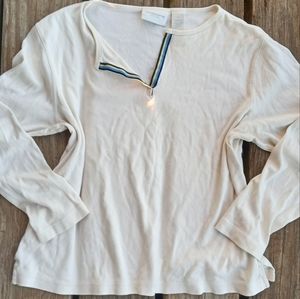 Vintage Liz Claiborne sporty top Size medium white blue and black detail